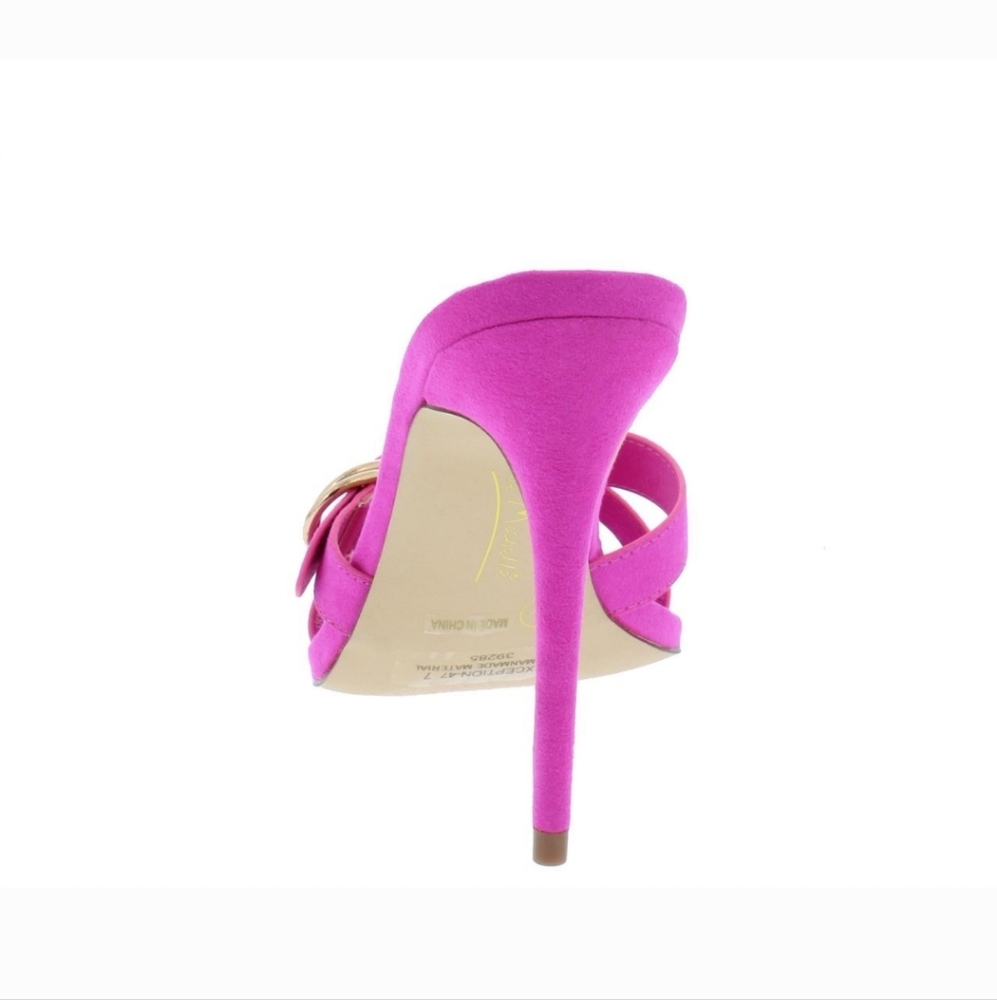 Anne Michelle Exception Pink Open Toe Slip-On Heels - Picture 2 of 5